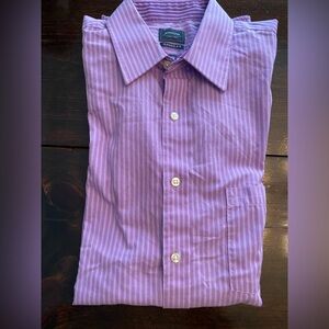 Arrow Classic Fit Purple Striped Button-Down Shirt - 15-15.5x32/33